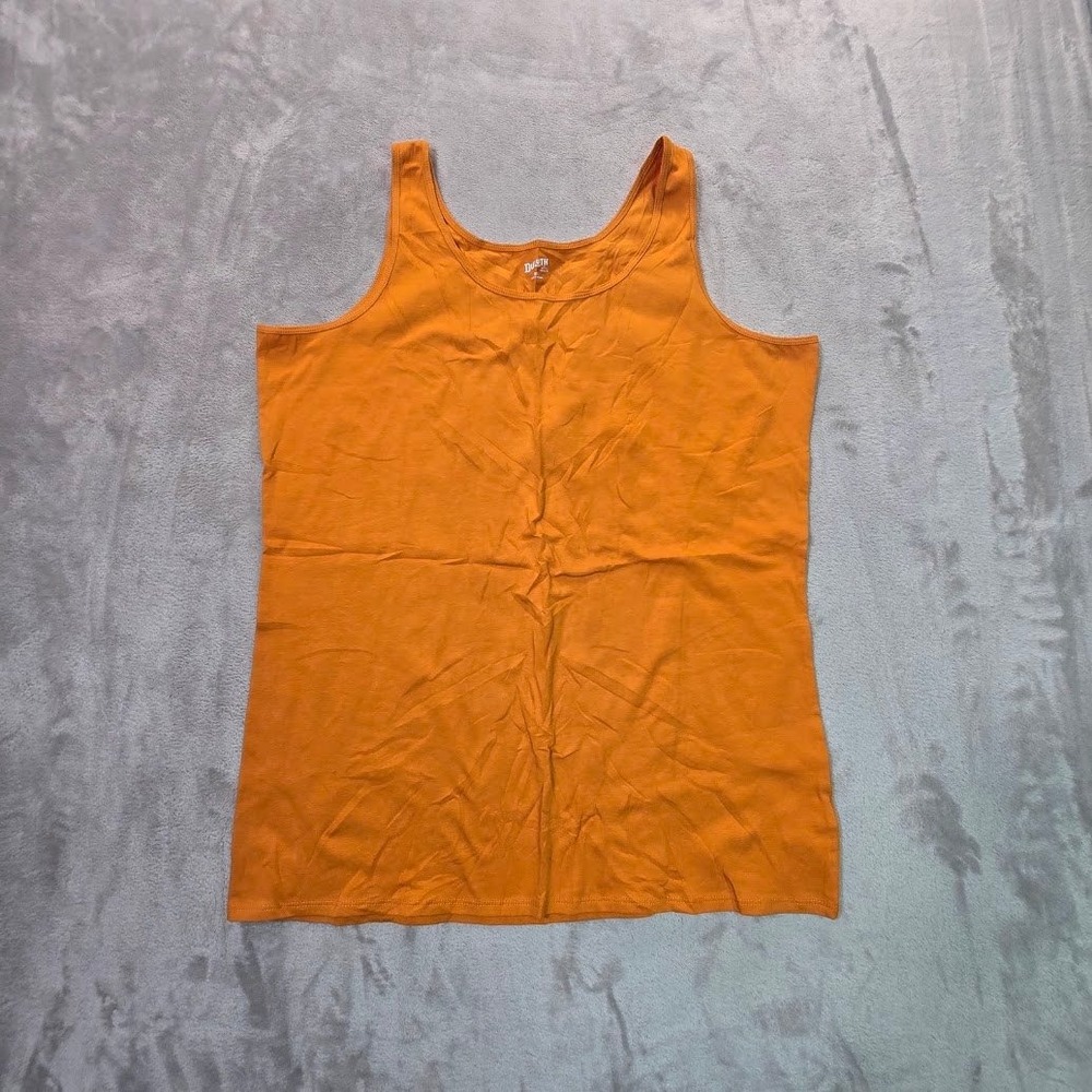 Duluth Trading Co Orange No-Yank Tank Top Scoop Neck Stretch Cotton XL